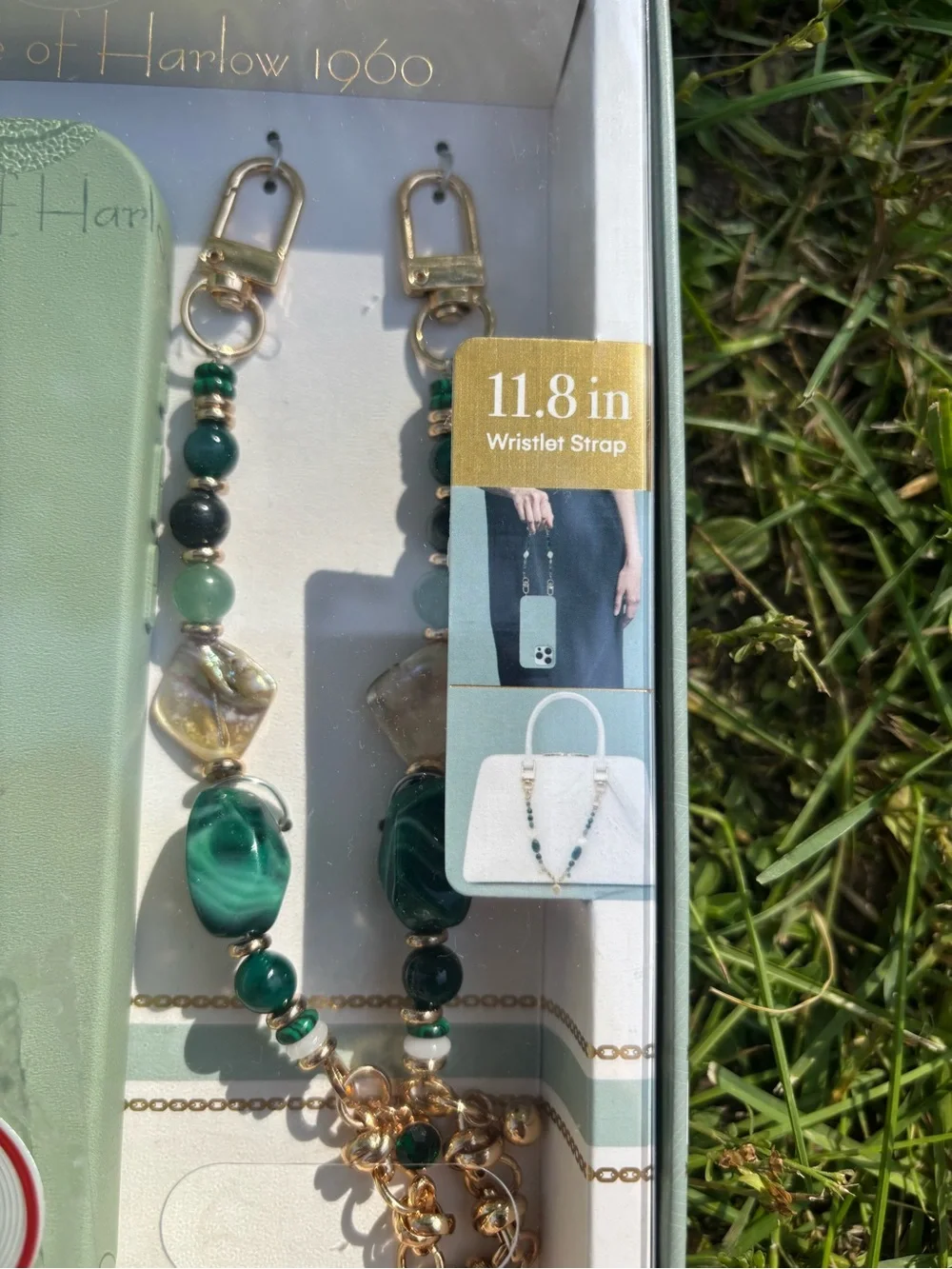 House of Harlow 1960 Green iPhone 16 Pro Wristlet Phone Bundle with Beaded Strap